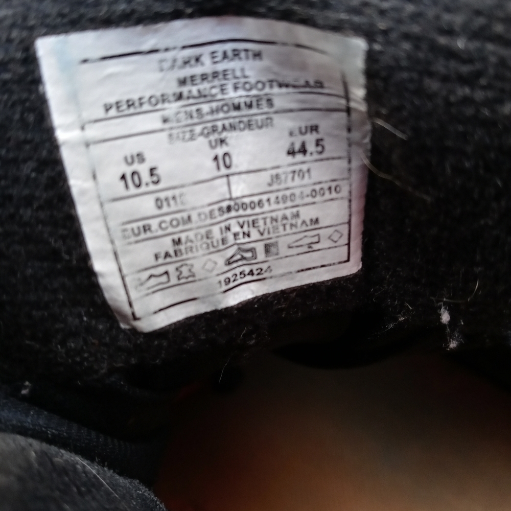 Merrell Men 10.5 Moab Mid Gore-Tex Dark Earth Hiking Trail Boots J87701 Get out - Picture 10 of 12